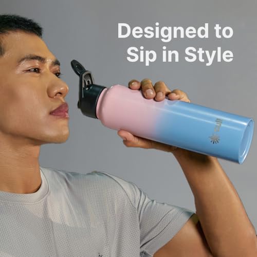 Image of CULT Stainless Steel Water Bottle 1 Litre with Sports Cap - Durable, Leakproof, Rust-Resistant, Easy to Clean, Lightweight & Portable - Ideal for Gym, Office, Travel & Outdoor Pink