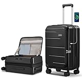 cllson Carry on Luggage Expandable Travel Luggage Top Opening Suitcase with TSA Lock and Usb Built in,Lightweight Rolling Suitcases with Spinner Wheels,PC Hard Shell Suitcases (Black, 20 Inch)