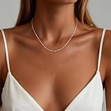 BLThing S925 Sterling Silver Chain for Women - Sterling Silver 1.2mm Sparkle Disk Chain Necklace Thick Sturdy Colourfast Necklaces Jewelry for Women 16 Inch