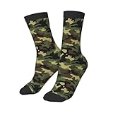 hococal Army Green Camouflage Kids Soccer Socks Boys Girls Child Cute Youth Funny Sport Athletic Crew Over the Calf Socks for Running Softball Baseball Cycling