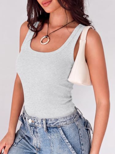 Image of ANRABESS Womens Square Neck Ribbed Tank Tops 2026 Summer Sleeveless Shirts