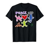 Keith Graffiti Peace and Love Art, Bold Bright Cartoon Gift T-Shirt