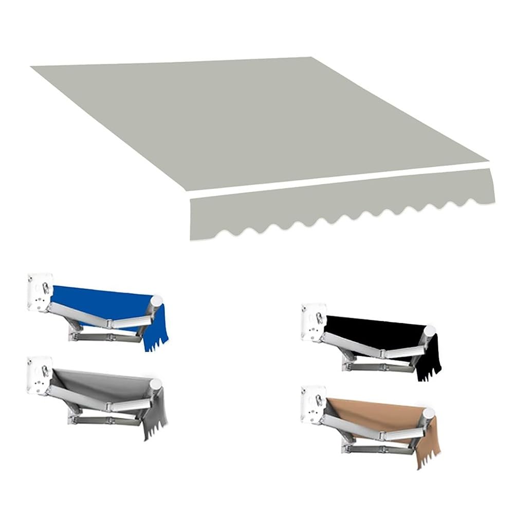 GJZQDKX Retractable 4x2.5m Waterproof Awning Replacement Fabric Durable Shade Sail for Patio Outdoor Shelter Sun Protection Garden Tent Cover Easy Install UV Resistant