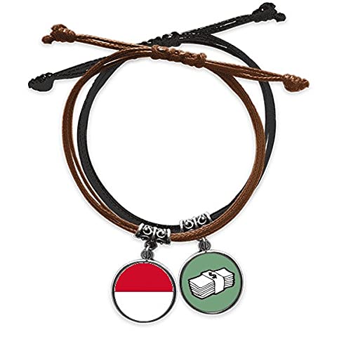 Pulsera de Indonesia país de Asia cadena de mano de cuero y cuerda para pulsera de dinero