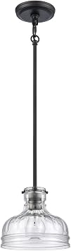 قلادة Elk Home Orinoco Mini - 1-Light باللون الأسود غير اللامع، مع زجاج شفاف، على الطراز التقليدي
