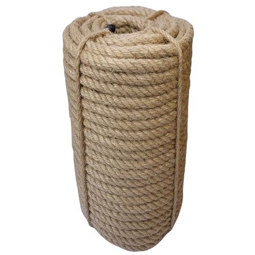 ILIKEEC Jute Rope 16mm, 100 Feet 6.2lb Thick Garden Jute Twine String for DIY Cat Scratcher, Gardening, Bundling and Wall Hanging Craft Decorative (Brown)