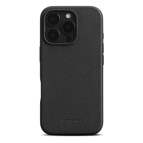 Étui en cuir pour iPhone 16 Pro Woolnut de luxe scandinave noir protecteur