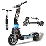 HEZZO Pro Electric Scooter for Adults,10000W Dual Motor,55MPH,60V 40Ah LG Battery, 12' Off-Road Tire, 60 Mile Range Fast Electric Scooter, IPX5 Waterproof,Folding E-Scooter with Music Light