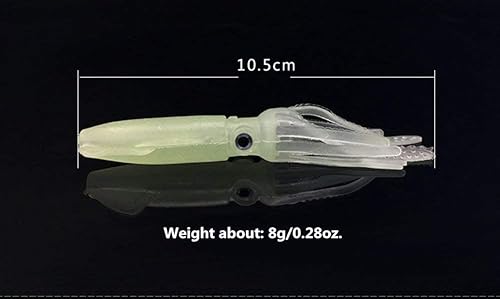 20 señuelos de pesca suaves y luminosos para pesca que brillan en la oscuridad, 4 pulgadas, 16 onzas (blanco)