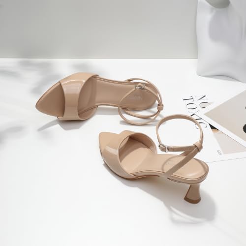 Image of Susanny High Heels for Women Pointed Open Toe Strappy Chunky Block Heels Ankle Strap Stiletto Kitten Heeled Sandals Wedding Bridal Party Prom Sexy Dress Shoes