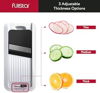 Fullstar All-in-1 Vegetable Chopper, Mandoline Slicer & Cheese Grater - Multi Blade French Fry Cutter & Veggie Dicer - Includes Bonus Handheld Spiralizer & Kitchen Gadgets (4 in 1, White)