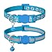 Taglory Reflective Cat Collar Breakaway with Bell, High Visibility Night Strip, Lightweight Adjustable Nylon Collar for Boy Girl Cats, 2 Pack, 7.5-12.5 Inch, Sky Blue