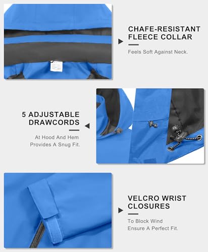 Image of Little Donkey Andy Mens Waterproof Rain Jacket Lightweight Windbreaker Hooded Jacket Packable Raincoat for Outdoor Hiking
