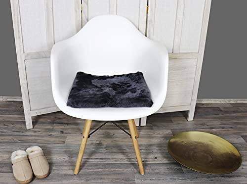 Reissner Lammfelle | SIKI-VF | echtes Merino Schaffell | Sitzpolster Autokissen Rollstuhlauflage Katzenbett | Vollfell Qualität | 40x40cm anthrazit grau