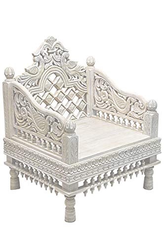 4er SET Orientalische Lounge Sitzecke aus Holz Imad weiß | Marokkanische Sitz-Gruppe Sofa 2 Sitzer Zwei Sessel und ein… – Bild 8