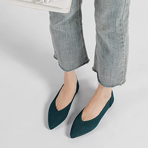 Image of Semwiss Women's Ballet Flats Comfortable Work Dressy Pointed Toe Shoes | Office-ready Comfort: Breathable Knit, Soft Memory Foam, Slip-on Lightweight, Foldable Flats for Business Casual & Formal