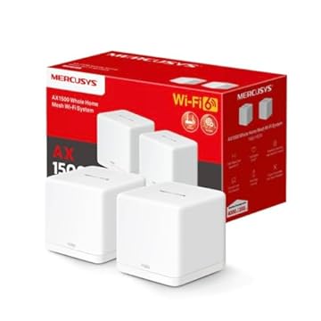 [Novo 2025] MERCUSYS Halo H60X (2-pack) - Sistema WiFi 6 Mesh AX1500, 3 portas Gigabit Ethernet, conecta até 150 dispositivos, controle dos pais, cobertura de até 550 m², configuração fácil