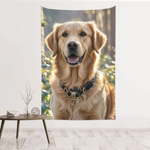 Tapisserie suspendre sans dommage Golden Retriever décoration murale velours pêche