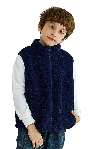 Image of Girls Boys Zippered Vest Warm Soft Fleece Outerwear Jacket with Pockets 3-12 Years