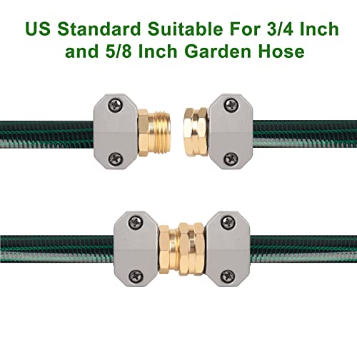 Gdim Garden Hose Repair Fittings Aluminum Female And Male With Zinc Clamp Water Hose End Repair Connector Fit 3/4 Inch And 5/8 Inch Garden Hose（3 Sets） #TOP3
