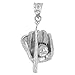 Fine 925 Sterling Silver Baseball, Bat and Glove Sports Pendant