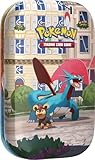 Pokémon: Minilata Ciudad Luminalia: Salamence y Litleo de JCC Pokémon (2 Sobres de Mejora, 1 Tarjeta ilustrada y 1 Pegatina)
