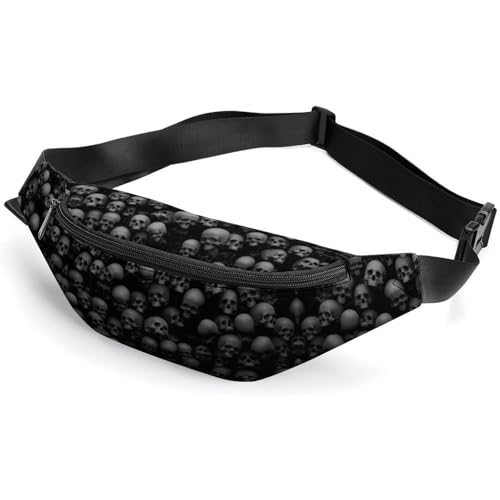 Image of Zemblesong Waist Bag, Black Skull Head Bumbag, Adjustable Fanny Pack for Running Walking Hiking