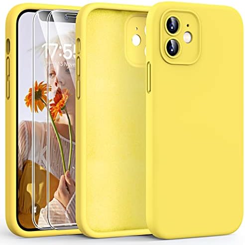 HATOSHI 3 in 1 for iPhone 11 Phone Case, with 2 Pack Screen Protector, [Upgraded Full Camera Protection] Liquid Silicone Silky-Soft Touch Slim Shockproof [Anti-Scratch] [Multi-Color], Midnight Blue