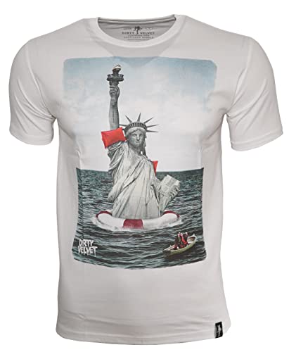Photo de Dirty Velvet T-shirt pour homme In Deep Water, Blanc vintage, XL