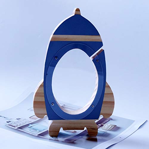 Preisvergleich Produktbild ZHAODONG Piggy Bank Nordic Holz Rocket-Spardose Spielzeug Wohnzimmer-Dekoration Piggy Bank (Schwarz) (Color : Grey)