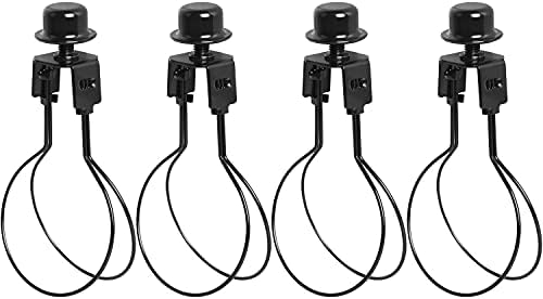 4PCS Lamp Shade Adapter,Hommyprefer Lamp Shade Light Bulb Clip Adapter,Round Lamp Shade Holder Diy Lighting Accessories Clip on Bed Lampshade Adapter with Cap Knob Finial (Black)