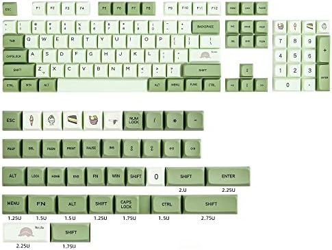 Ussixchare Matcha Keycaps PBT 122-Key Green Gaming keycaps Set XDA Profile Japanese keycaps Dye-Sub ANSI Layout for Cherry MX Keyboard(Matcha English)