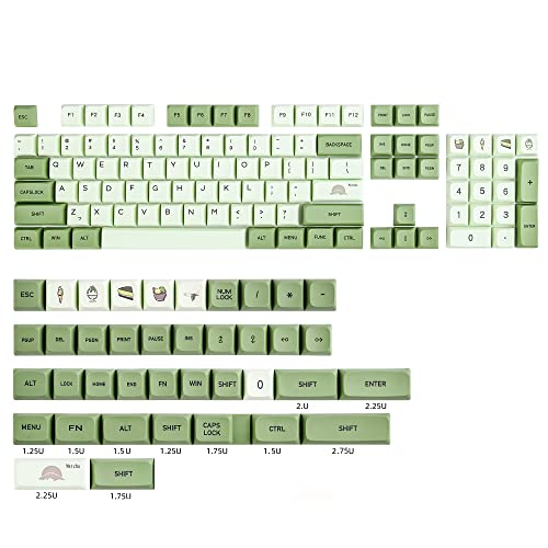 Ussixchare Matcha Keycaps PBT 122-Key Green Gaming keycaps Set XDA Profile Japanese keycaps Dye-Sub ANSI Layout for Cherry MX Keyboard(Matcha English)