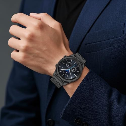 Image of Brushed Metal Watch Bands for Men Women Solid Stainless Steel Watch Band 18 /20 /22 /24 /26mm Watch Bracelet Strap Deployment Double Lock Deployment Buckle Black Silver Blue Gold