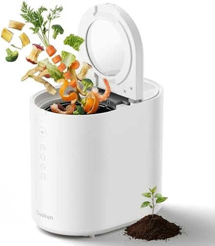 OK-255 Electric Composter for Kitchen, 5.5L Large Smart Countertop Compost Bin, Odorless, Quiet, Easy Clean, Turn Food Waste into Fertilizer, 2026 New Indoor Food Waste Compost Machine, White