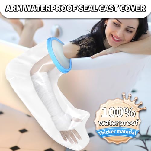 KEEFITT Adult Arm Cast Covers Waterproof Shower Bandage and Cast Protector for Bathing Watertight Protection to IV & PICC Line Wrist Hand Wounds and Burns Reusable