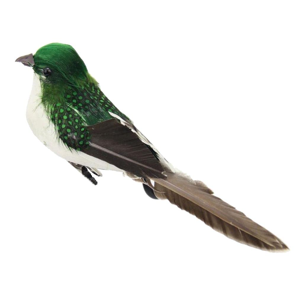 CALANDIS® 1pcs Artificial Feathered Sparrow Bird Clip Fake spadger Bird Green