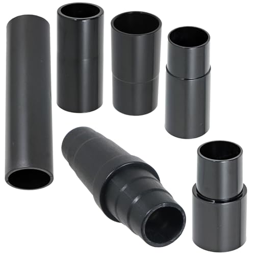Image of Spares2go 6 Piece Tool Adapter Set compatible with Dewalt Vacuum Hose Adaptor Dust Port Extractor Sander Saw (30mm 32mm 35mm 38mm)