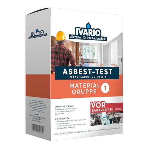IVARIO Asbest-Test für Dämmplatten Eternit Linoleum Fensterkitt Zement PVC Dichtungen Baufatherm Bitumenkleber Cushion-Vinyl uvm.