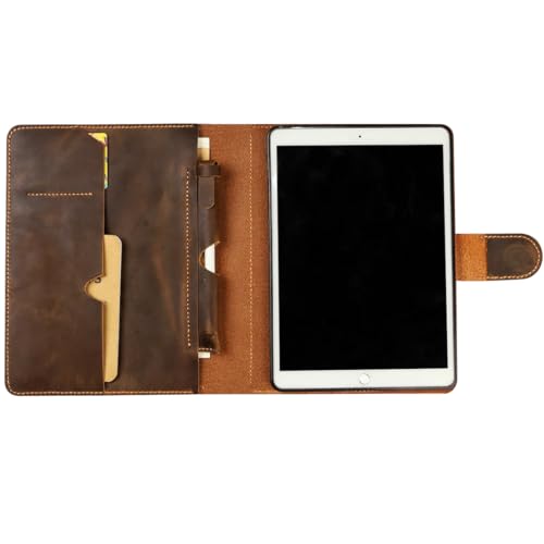 Vintage Distressed Leather iPad Stand Cover for 2024 iPad Pro Air 11 13 inch, Leather Magnetic Closure for iPad Pro 12.9 Organizer case IXPMC