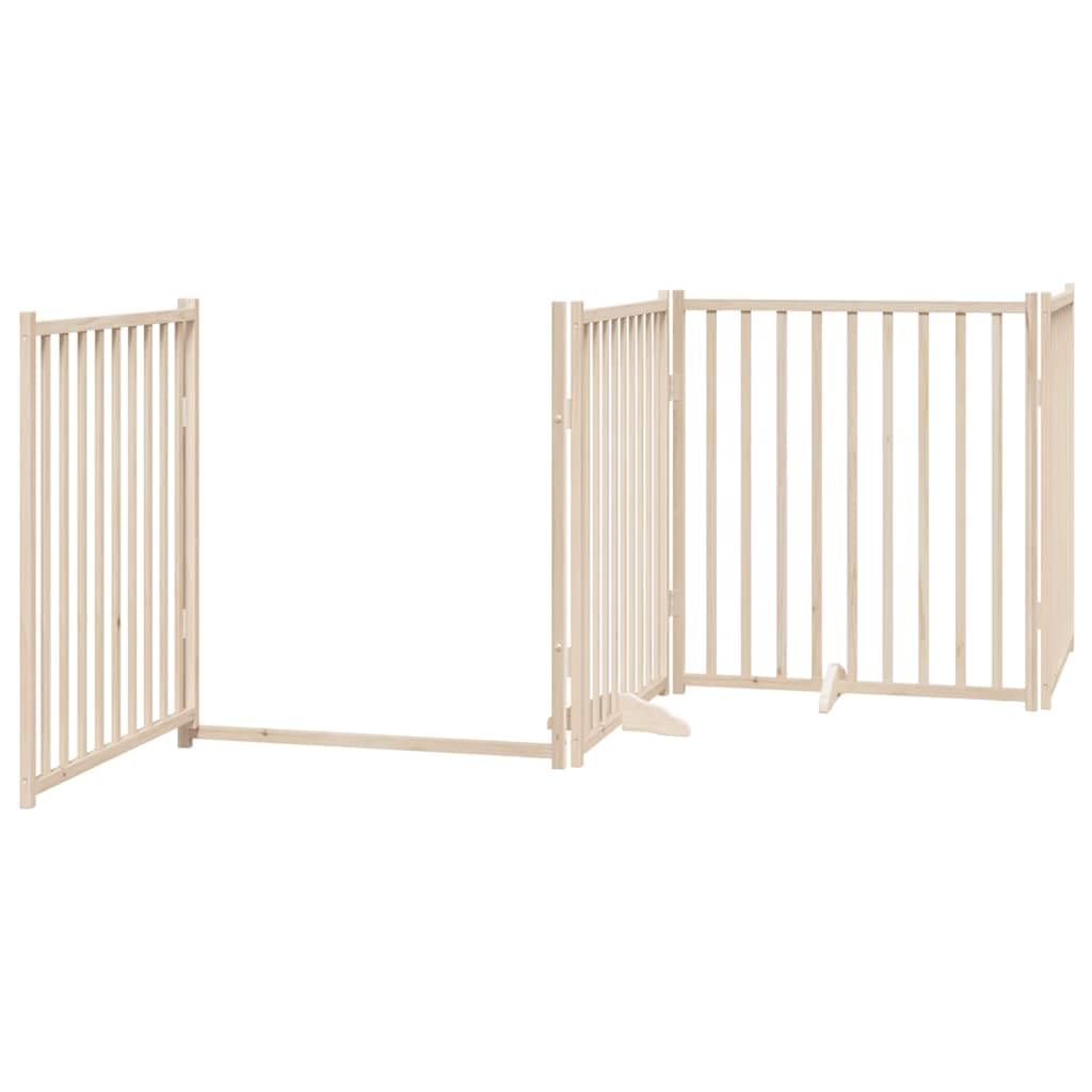 6-teiliges Hundetor mit Tür, faltbares Absperrgitter aus Pappelholz für Laufstall, Auslauf, Freigehege, Wohnung, Indoor und Outdoor, 480 cm Gesamtlänge, stabil und tragbar