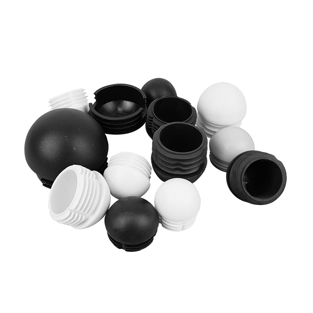 Tapones Redondos De Plástico  16 Mm , 16 Tapones Redondos Para Tubos De Silla Insertos De Cupula Acanalada Para Patas De Mesa Sillas Y Muebles Negros