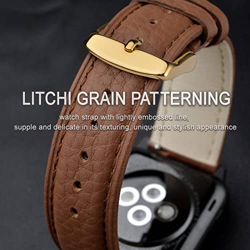 Image of ANNEFIT Watch Band 19mm, Quick Release Textured Padded Leather Straps with Gold Buckle for Men and Women (Brown)