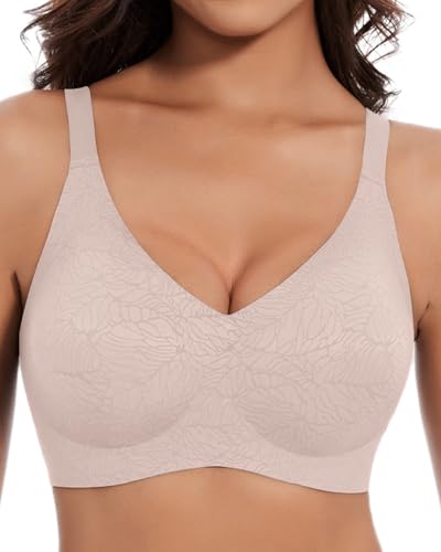 Women Wireless Bras Comfortable Seamless No Underwire Bra Full Coverage Bra V Neck Push Up Bralettes with Support