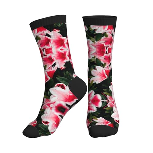 hgnbcsa Calcetines deportivos con estampado de flores rosas que absorben la humedad, para uso diario e informal