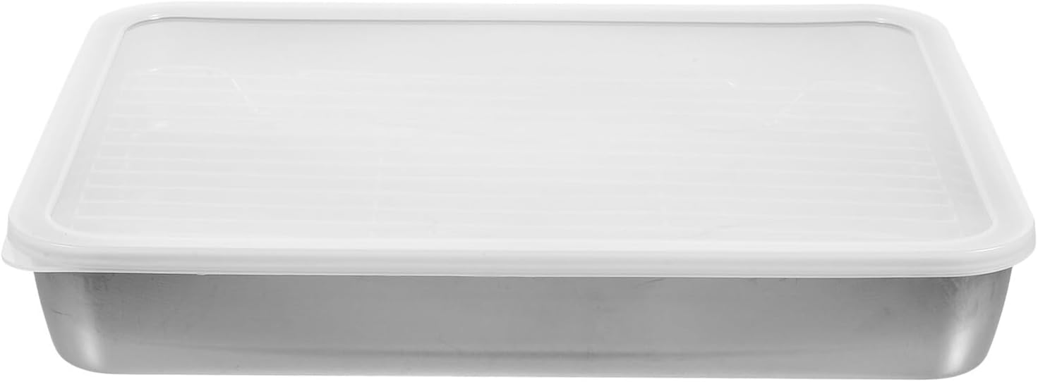 Unomor Stainless Steel Turkey Roasting Pan with Rack and Lid, Rectangular 31x24x5 Cm Baking Tray for Oven Cooking and Barbecue, Drip Tray Included for Home Kitchen Use