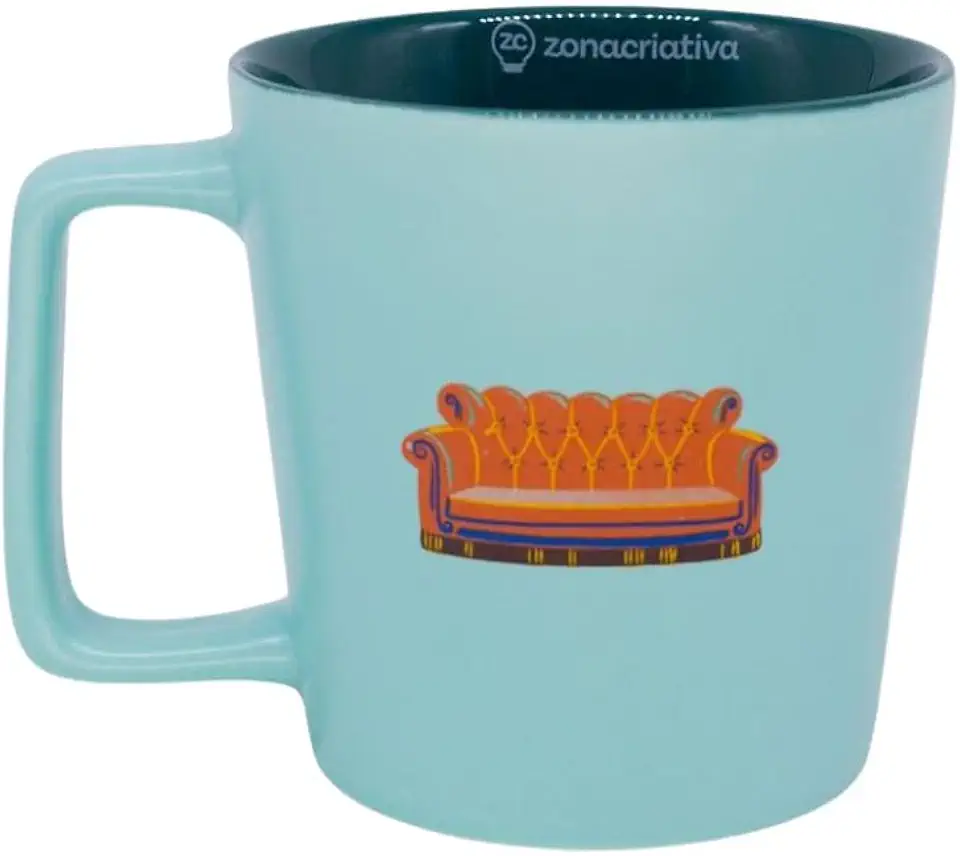 Zona Criativa Caneca de Cerâmica Central Perk, Friends, Azul, 400ml