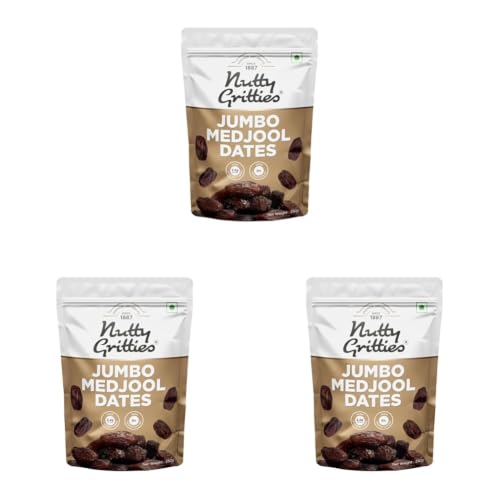 Image of Nutty Gritties Premium Medjoul /Mejdool Date 350g, Khajur | Khajoor | Juicy & Delicious Khajoor, Khajur | No artificial colours | Naturally Sweet | Instant Energy | Resealable Pouch, (Pack of 3)