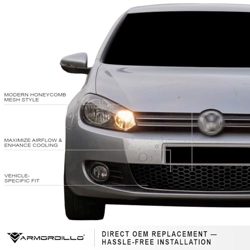 Armordillo Honeycomb Mesh Style Front Grille|Compatible With 2010-2013 Volkswagen Golf / 2010-2014 Jetta SportWagen MK6|8739877|Matte Black|Front Hood Bumper Grille by ARMORDILLO - Used condition - Image 4