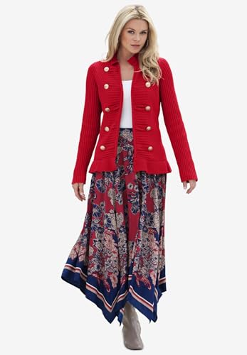 Roaman's Women's Plus Size Plus Size Military-Inspired Ribbed Cardigan Sweater4